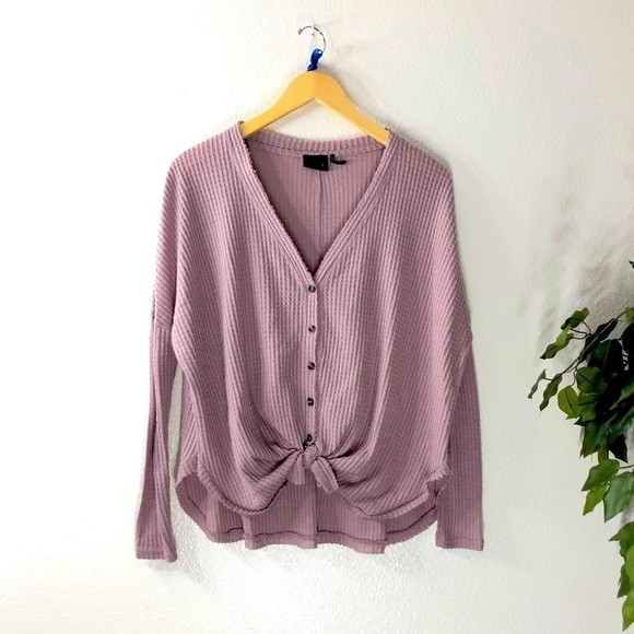 Urban Outfitters Lavender Tie Front Top - Picture 1 of 7